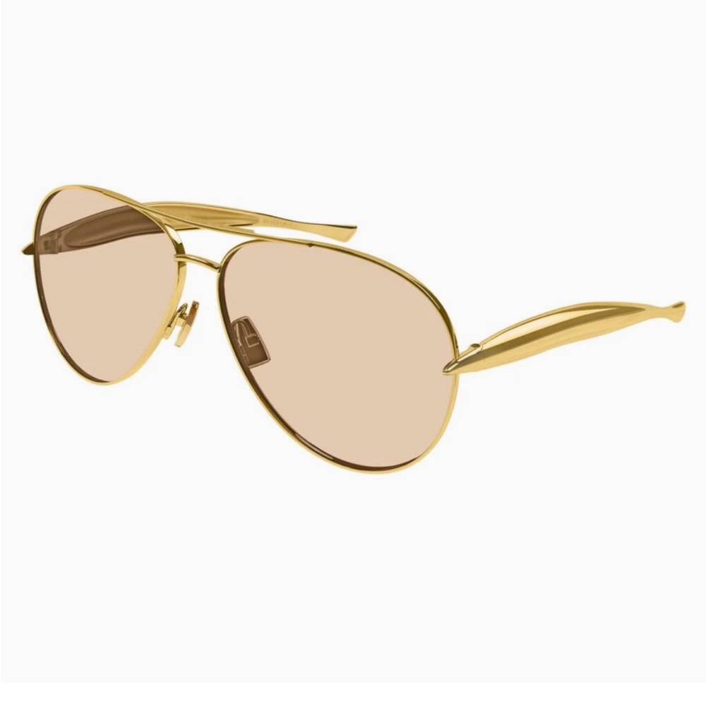 Bottega Veneta Gold-Tone Aviator Sunglasses - Picture 2 of 6